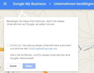 Unternehmen in Google MyBusiness bestätigen